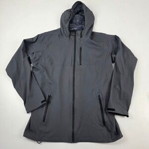 Cole Haan Grand Os Mens Full Zip Hooded Jacket M M Gray Polyester Spandex